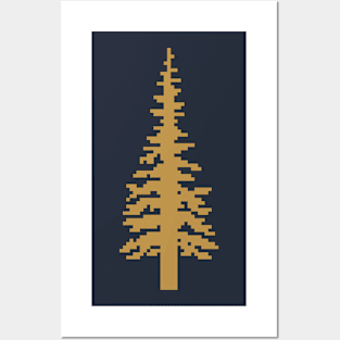 Retro Pixel Tree - Golden Edition Posters and Art